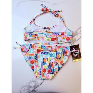 Art Class Girls Multicolor Ribbed Bikini Set Size S (6/7) NWT